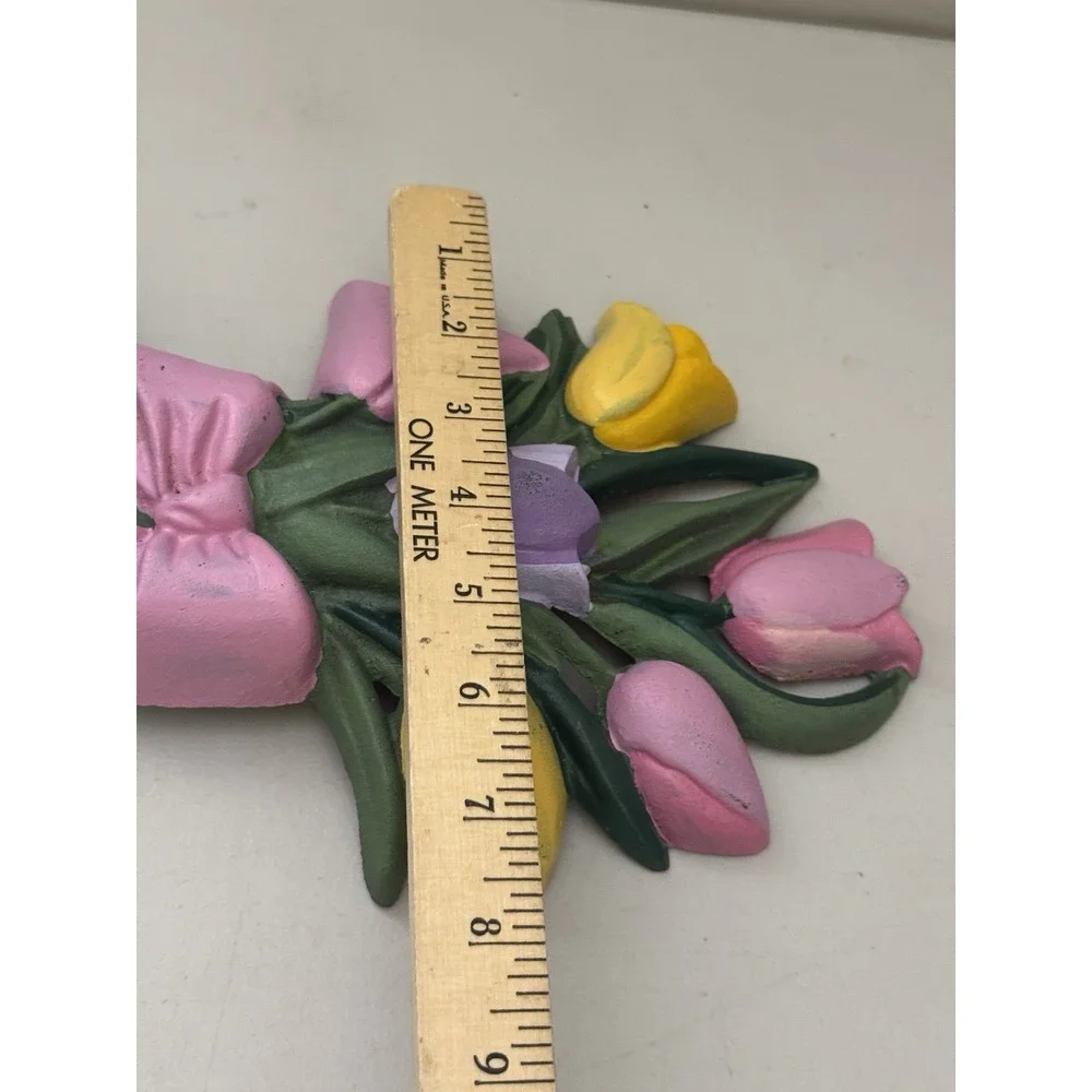 Vintage Cast Iron Door Stop Bouquet of Tulip Flowers 10